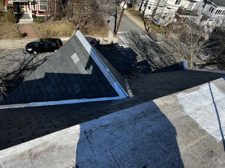 Slate roof valley showing detailed craftsmanship